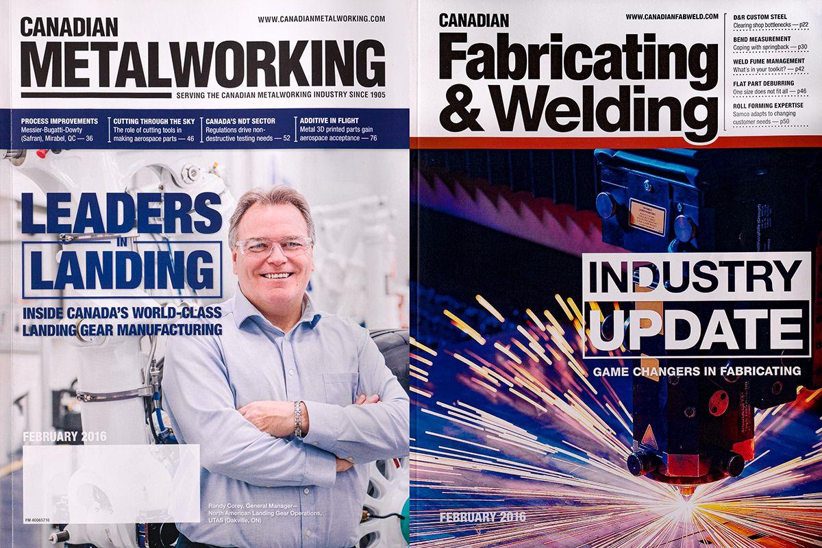 Sample covers from Canadian Metalworking and Canadian Fabricating and Welding magazines
